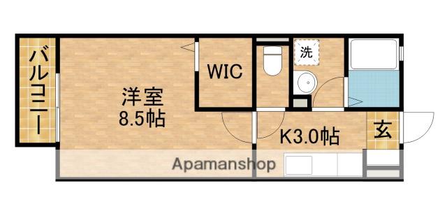 モナリエコート B(1K/1階)の間取り写真