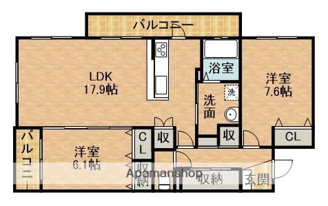 フェリーチェ西都(2LDK/3階)の間取り写真