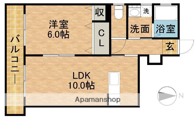 プリントスⅡ(1LDK/1階)の間取り写真