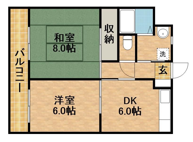 マンショングリーンフィールド(2DK/2階)の間取り写真