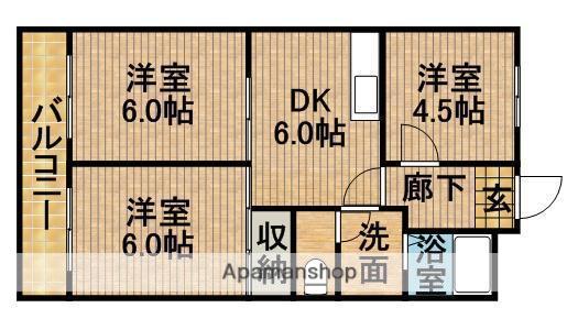 ニュータウンビル(3DK/3階)の間取り写真