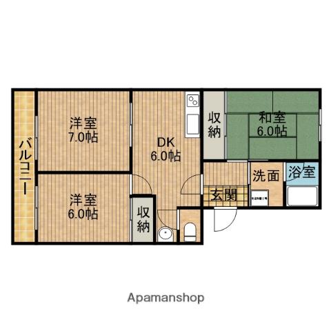 グランドパレス(3DK/2階)の間取り写真