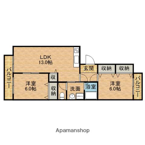 東海道本線 藤枝駅 バス乗車時間：30分 五十海北バス停で下車 徒歩10分 2階建 築22年(2LDK/2階)の間取り写真
