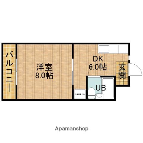 サンパレス木下(1DK/2階)の間取り写真