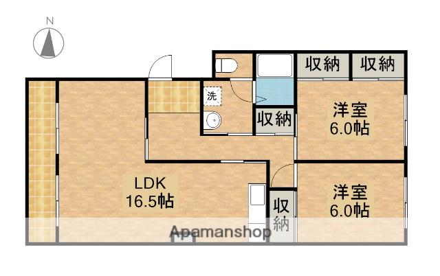南平台マンション(2LDK/3階)の間取り写真