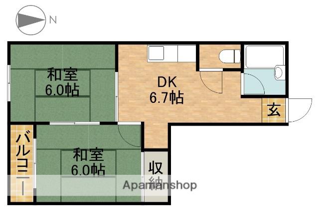 コーポ希望ⅩⅠ(2DK/2階)の間取り写真