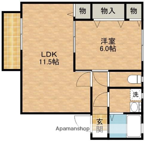 カームハイツⅢ(1LDK/1階)の間取り写真