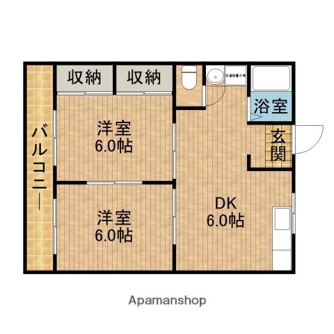 メゾンしいの木(2DK/2階)の間取り写真