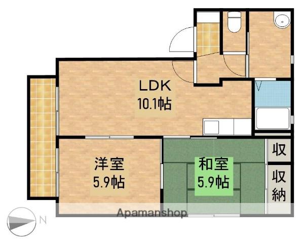 フローラ(2LDK/1階)の間取り写真