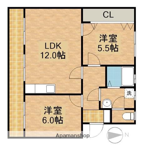 サンライズ柿澤(2LDK/1階)の間取り写真