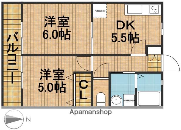 ゆうあい(2DK/1階)の間取り写真