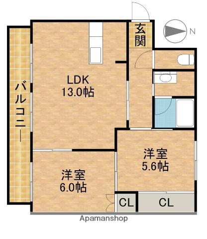 グレースコート高塚(2LDK/1階)の間取り写真