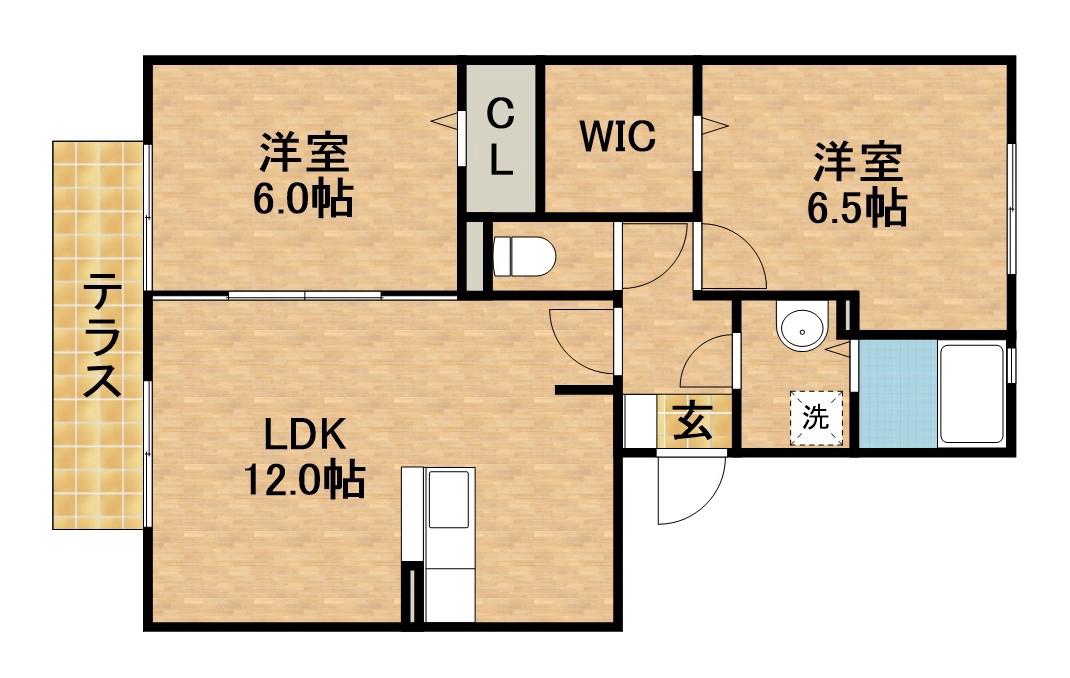 クレイン(2LDK/1階)の間取り写真