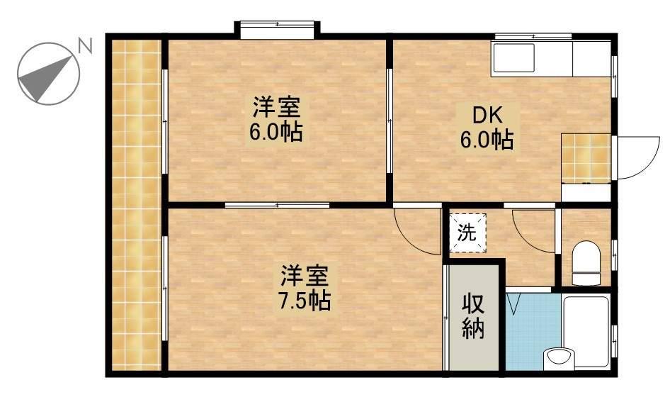 サンハイツ桂(2DK/2階)の間取り写真