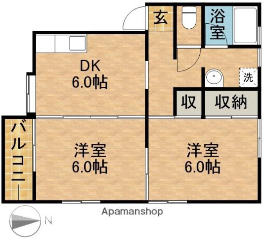 フロイデン(2DK/2階)の間取り写真