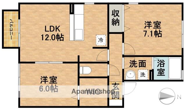 グロワール(2LDK/2階)の間取り写真
