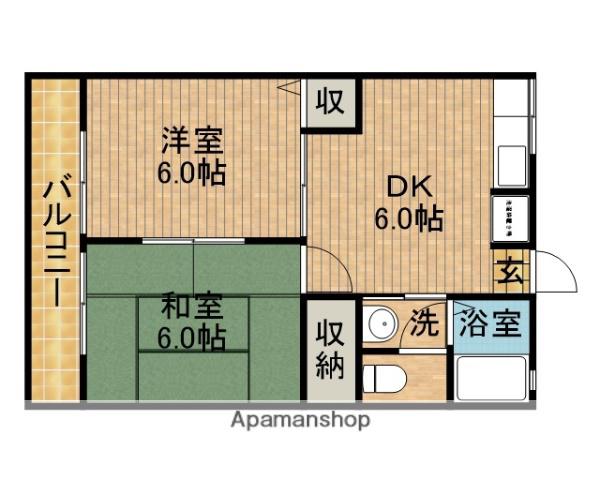 ウィンズ Ⅰ(2DK/1階)の間取り写真