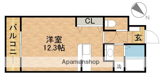 メニュエットⅢ(ワンルーム/1階)の間取り写真