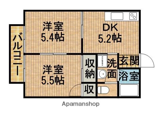 コンシェンス(2K/2階)の間取り写真