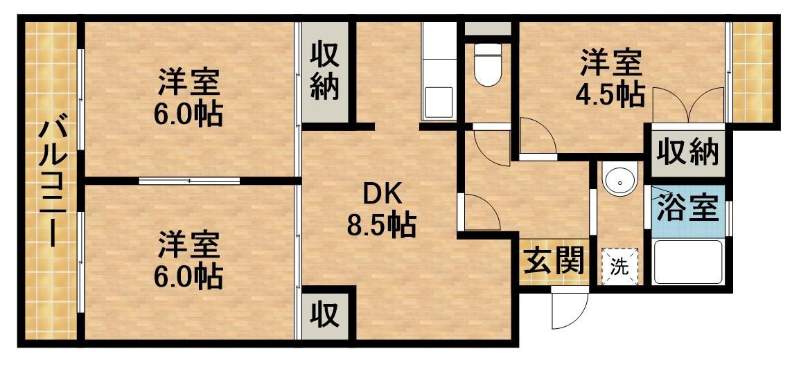 アーバンビレッジ(3DK/3階)の間取り写真