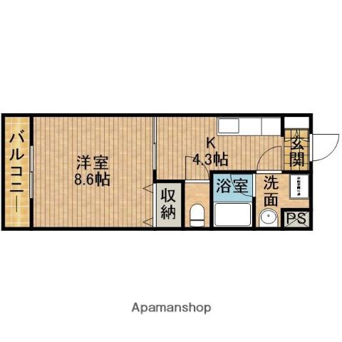 ヴェルデコート(1K/1階)の間取り写真