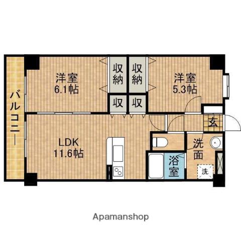 ベルメゾン藤枝(2LDK/6階)の間取り写真