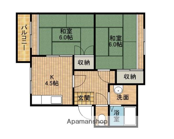 メゾンリバーサイド(2K/1階)の間取り写真