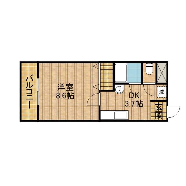 ライフ第6マンション藤枝駅前(1K/3階)の間取り写真