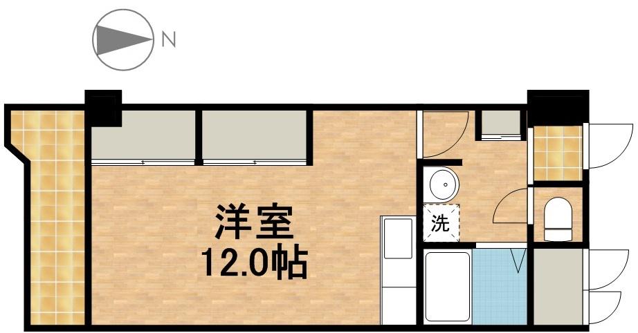 棒屋助信ハイツ(ワンルーム/2階)の間取り写真