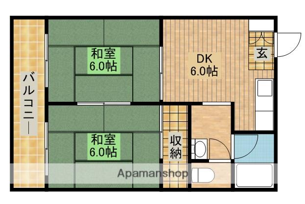 ウイング高丘Ⅱ(2DK/1階)の間取り写真