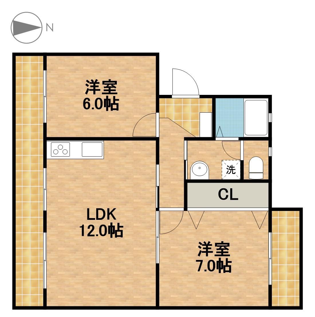 GLANZ(2LDK/3階)の間取り写真