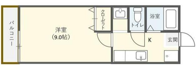 ハッピネス(1K/1階)の間取り写真