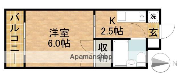 メゾンニシヤマ(1K/2階)の間取り写真