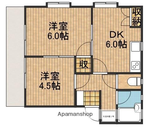 コーポラス四季和Ⅱ(2DK/1階)の間取り写真