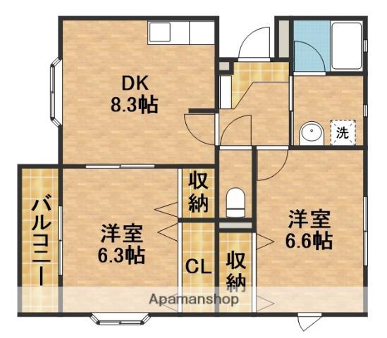 ジェネラス(2DK/1階)の間取り写真