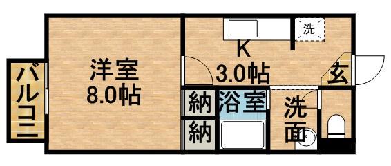 フォレスト(1K/2階)の間取り写真