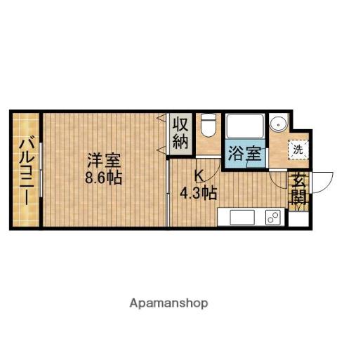 ラピスグラン(1K/1階)の間取り写真