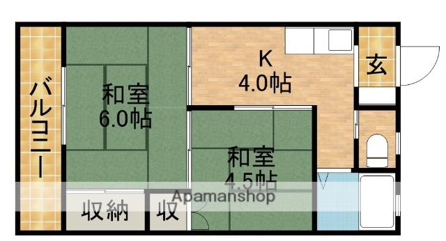 ビラシャングリラ(2K/1階)の間取り写真