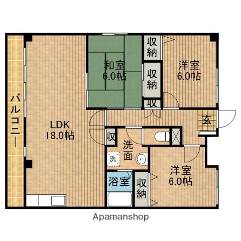まるみやマンション(3LDK/3階)の間取り写真