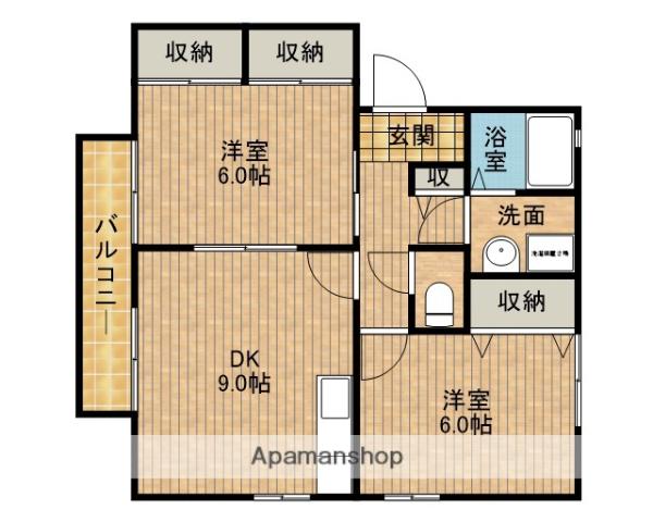 グランシャリオ A(2DK/1階)の間取り写真