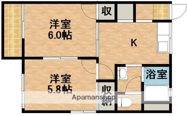 アゼリアハイツA(2K/1階)の間取り写真