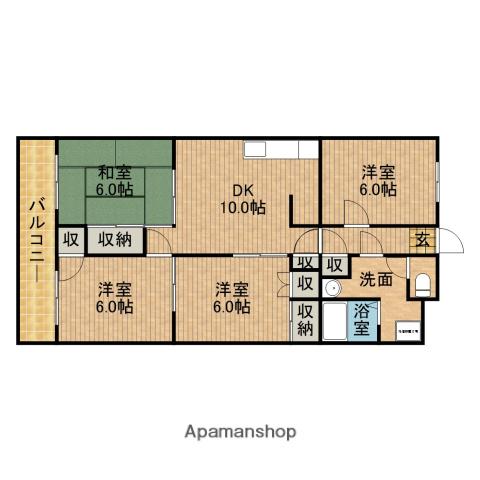 サンライズコーポ(4DK/1階)の間取り写真