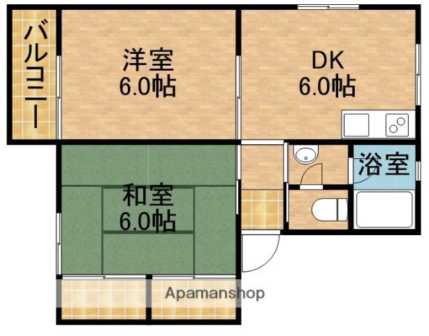 ラムール稲田(2DK/1階)の間取り写真