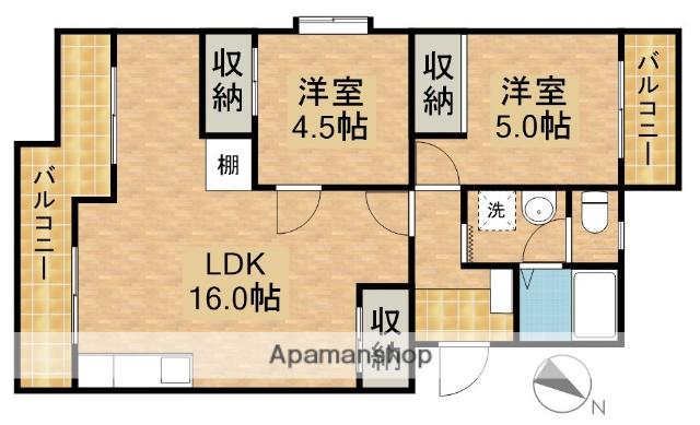 サンパーラ松本(2LDK/1階)の間取り写真