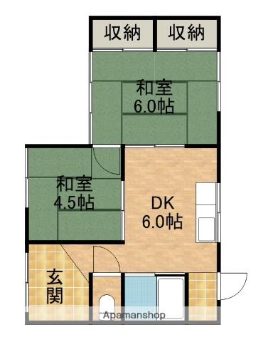 東海道本線 浜松駅 バス乗車時間：20分 萩丘バス停で下車 徒歩2分 1階建 築54年(2DK)の間取り写真