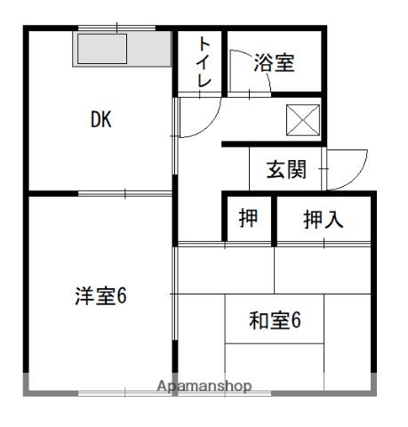 コーポ秋桜Ⅰ(2DK/1階)の間取り写真