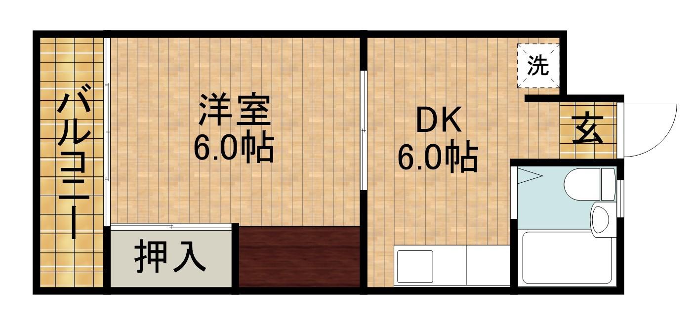 リバーサイドA(1DK/2階)の間取り写真