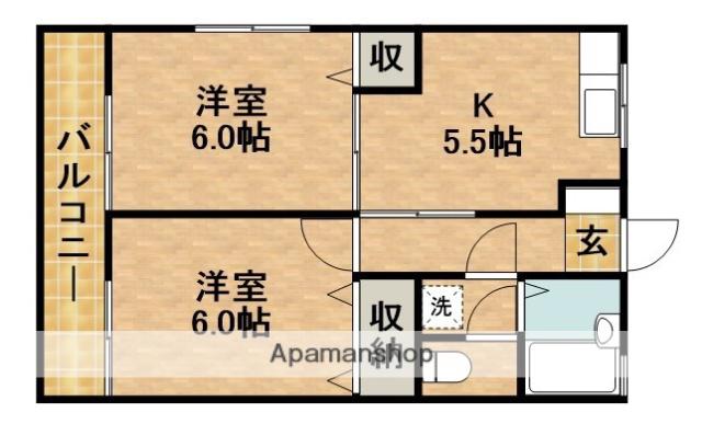 ビバリーハウス早出A(2K/1階)の間取り写真