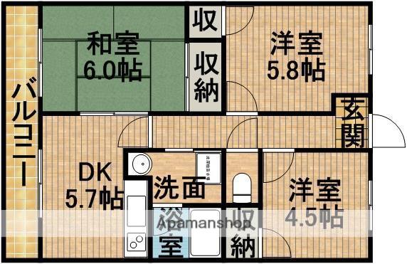 ガーデン葉月Ⅰ(3DK/1階)の間取り写真