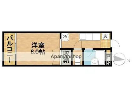 コーポ丁田(1K/2階)の間取り写真